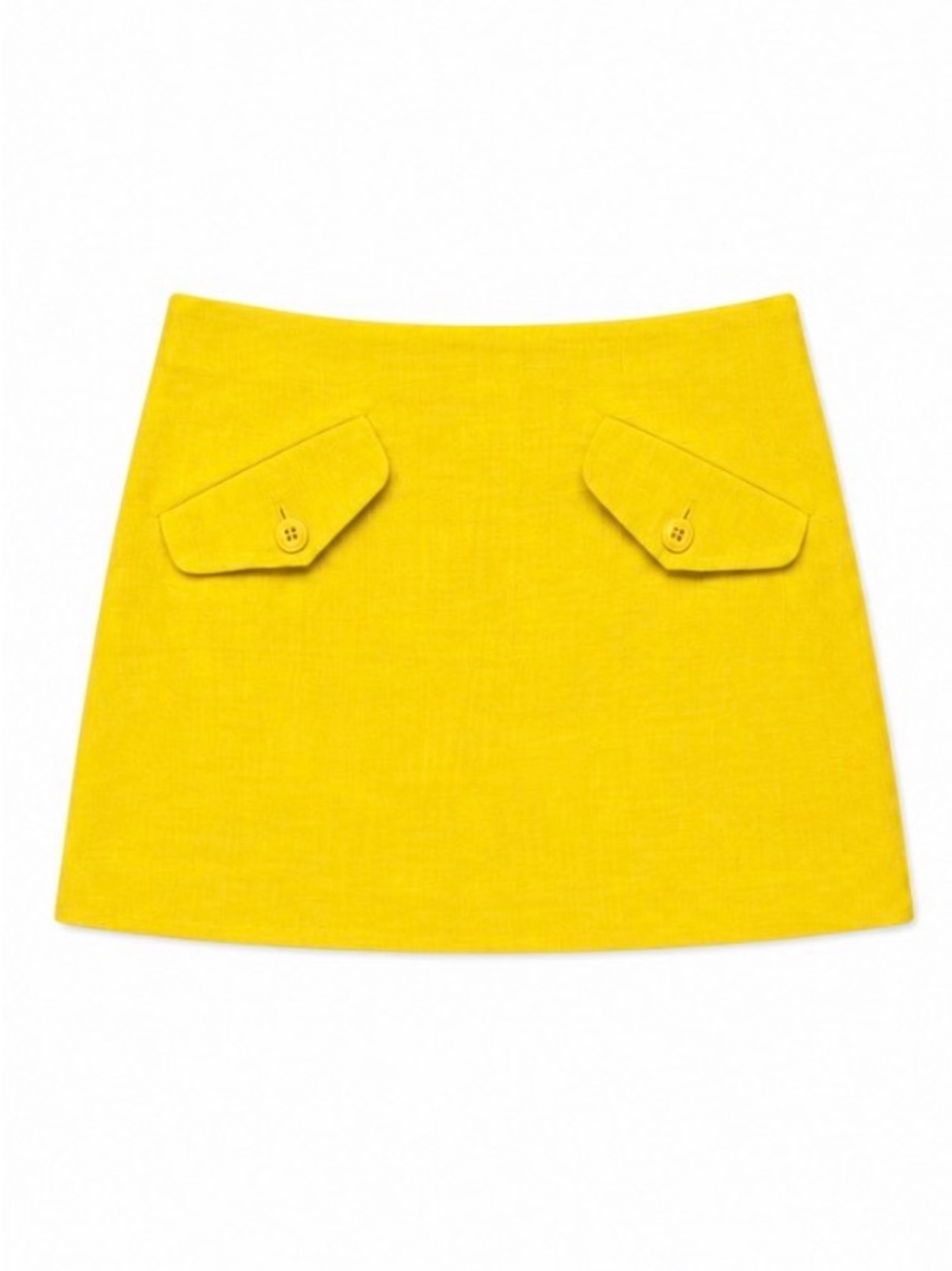 Trina Turk Camden Mini Skirt Daisy Yellow Textured Size 8 With Front Pockets